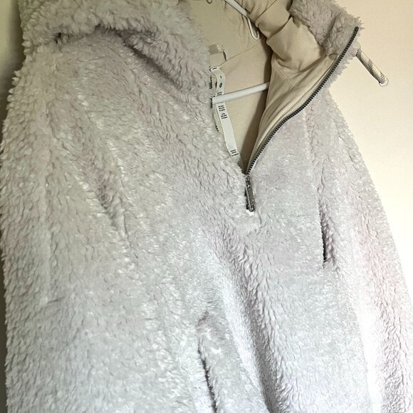 Lululemon Scuba Oversized Half-Zip Fleece Sherpa Hoodie - White Opal - Size 8 - Picture 5 of 6